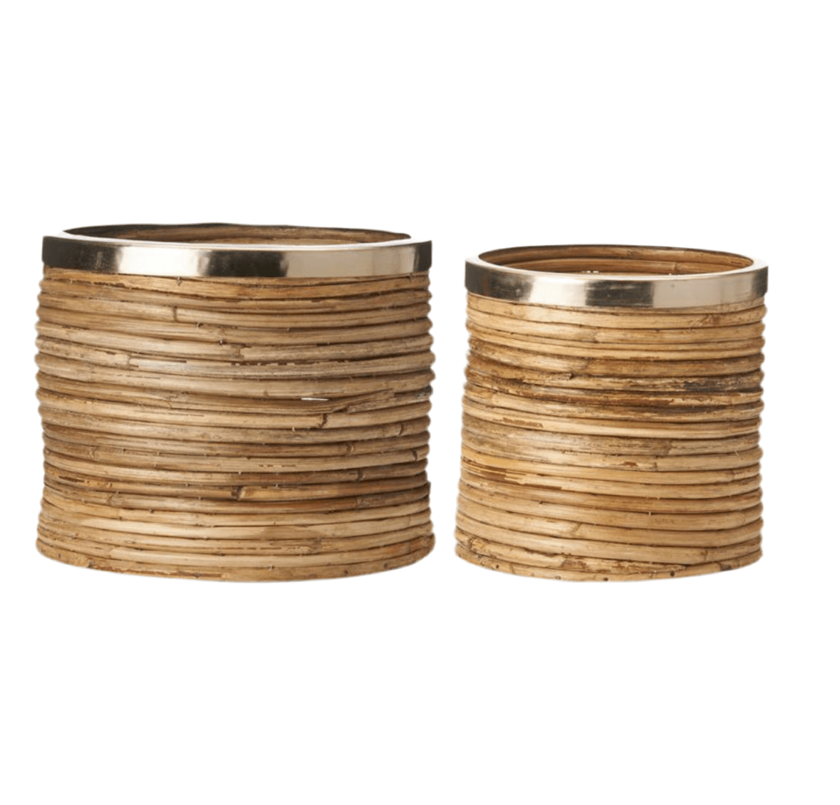 Bamboo Basket w/ Metal Rim Set - Chatsworth Boutique