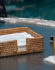 Rattan Cocktail Napkin Holder with Cutout