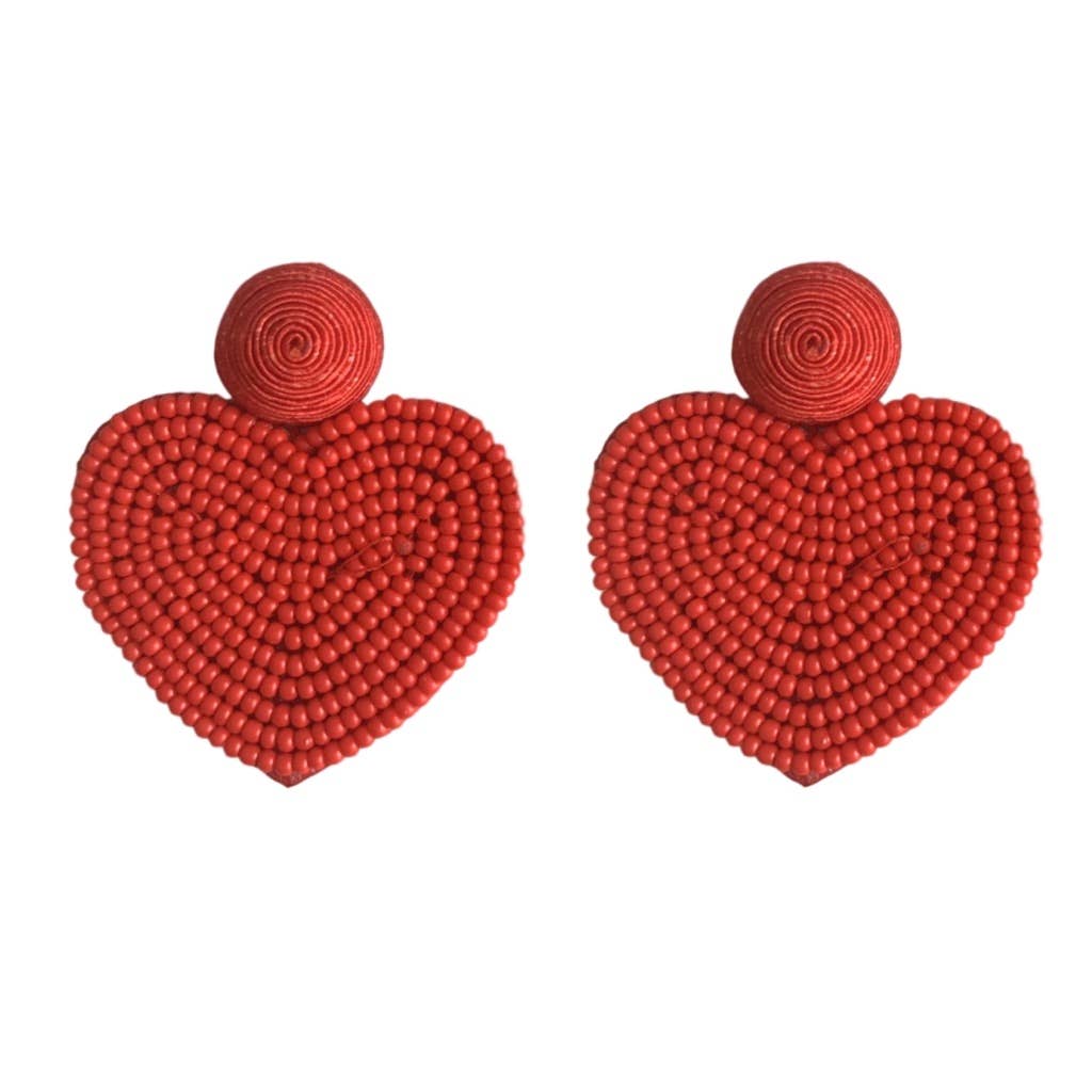 Beaded Heart Earrings - Chatsworth Boutique