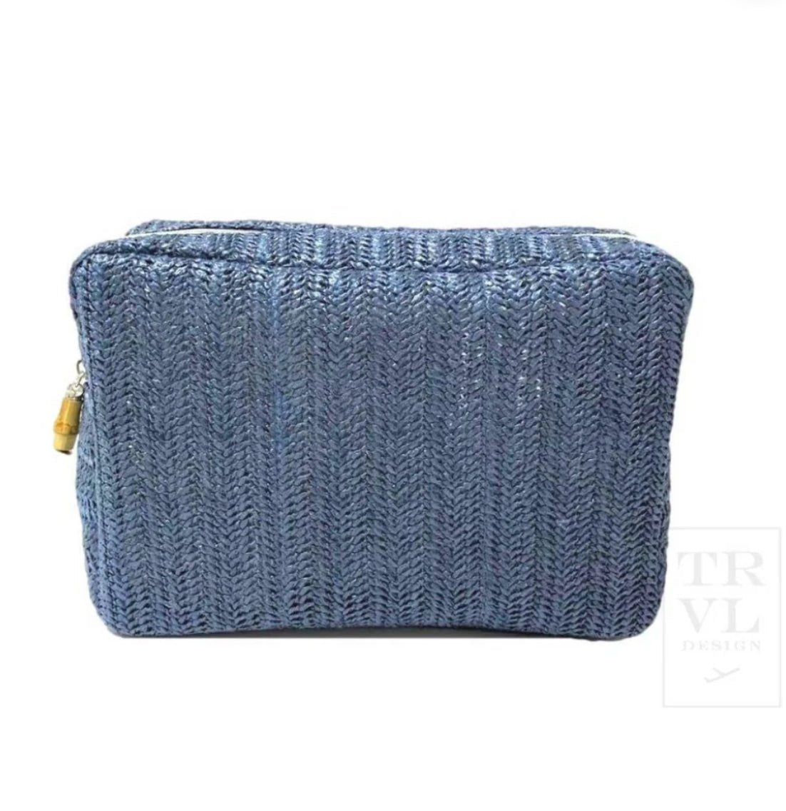 Big Glam Straw Cosmetic Bag Indigo - Chatsworth Boutique