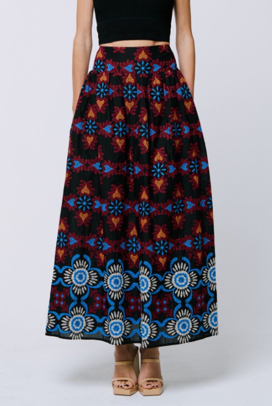Black EMB Skirt - Chatsworth Boutique