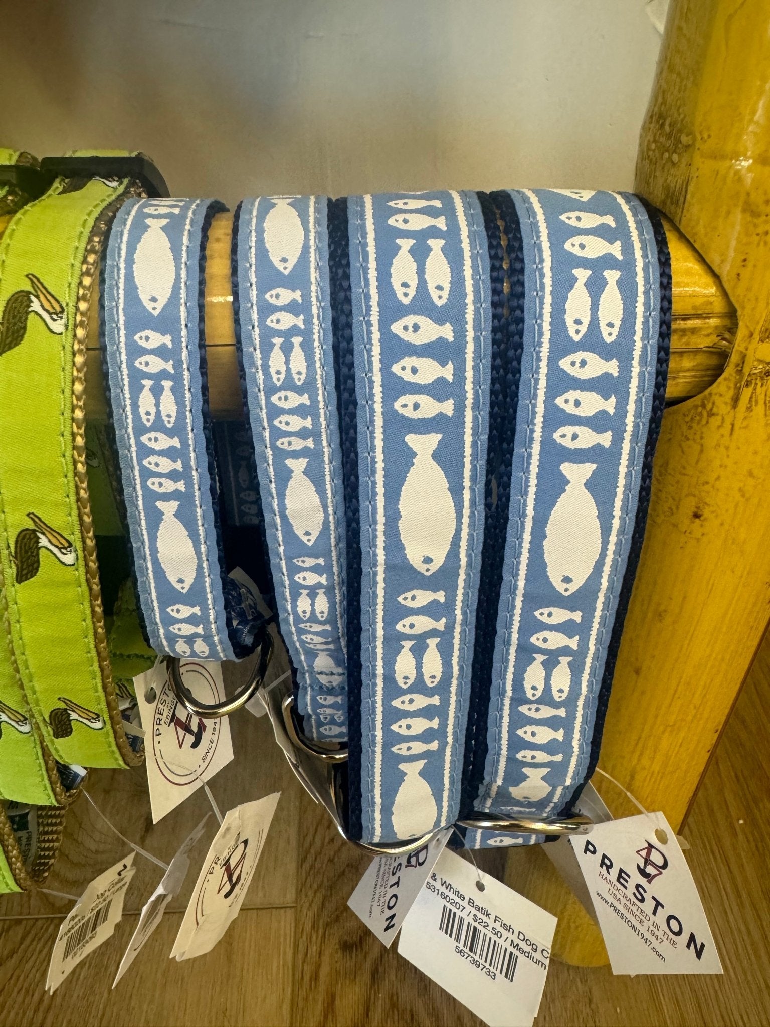 Blue &amp; White Batik Fish Dog Collar - Chatsworth Boutique