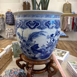 Blue & White Fish Bowl Planter - 14 inches - Chatsworth Boutique