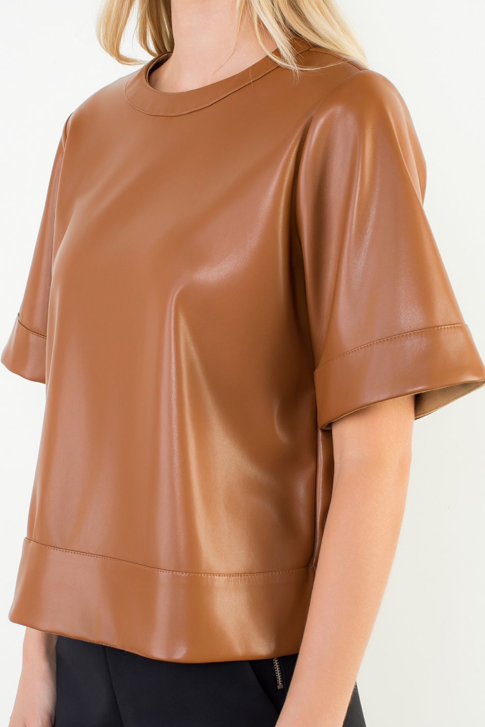 Boxy Leather Blouse - Chatsworth Boutique