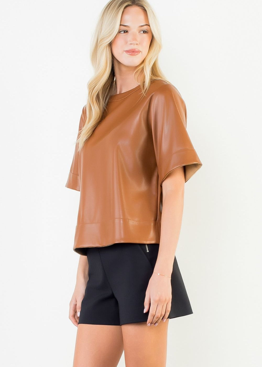 Boxy Leather Blouse - Chatsworth Boutique