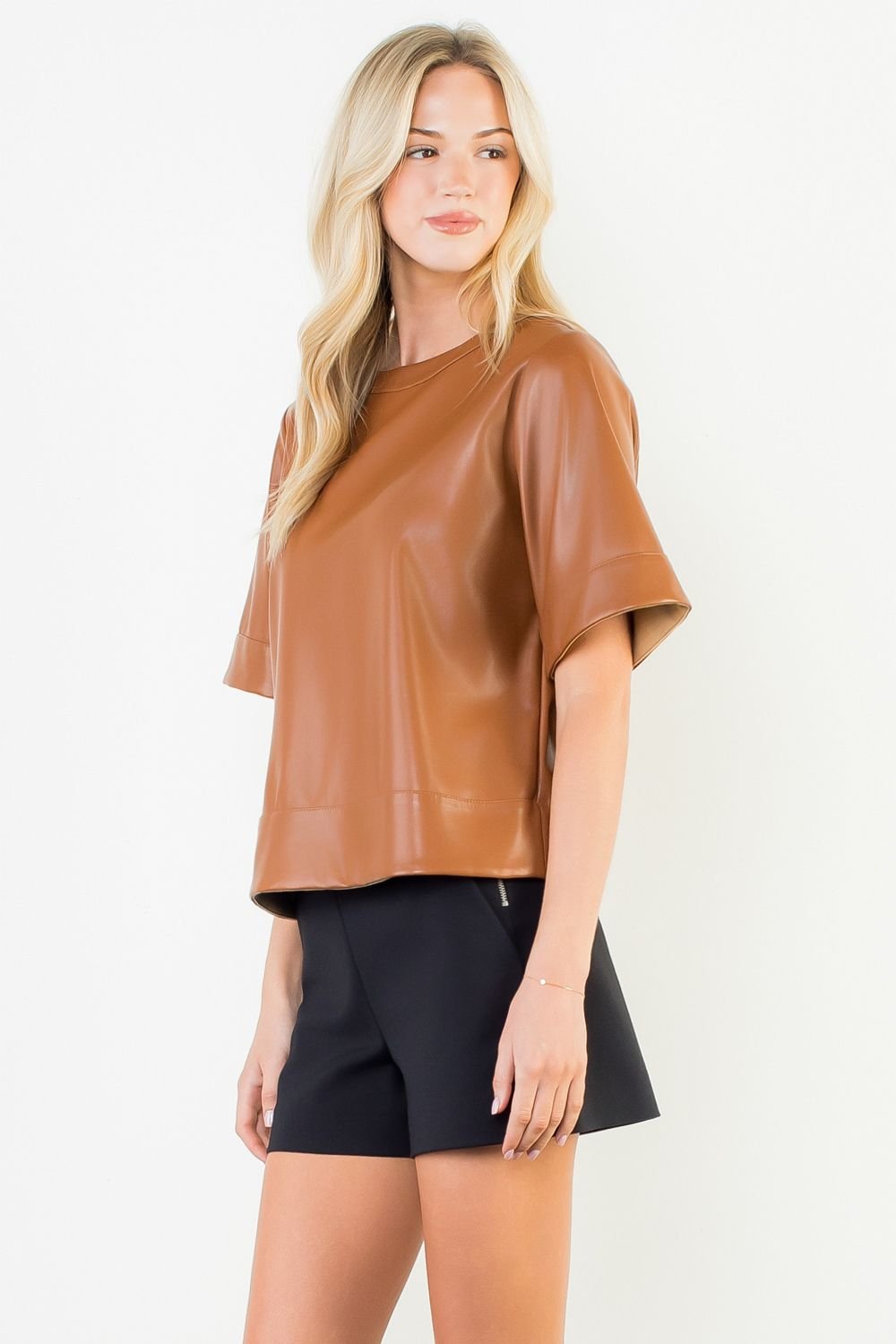 Boxy Leather Blouse - Chatsworth Boutique