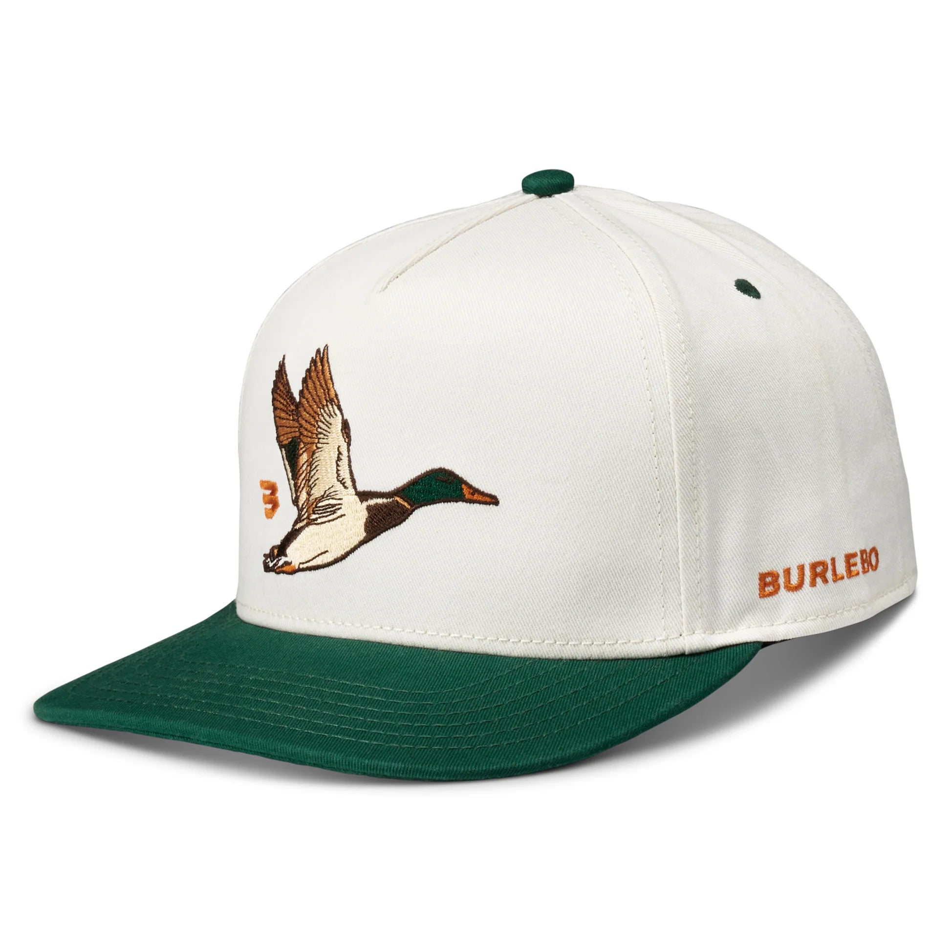 Burlebo Flying Duck Cap Cream and Green - quarter view