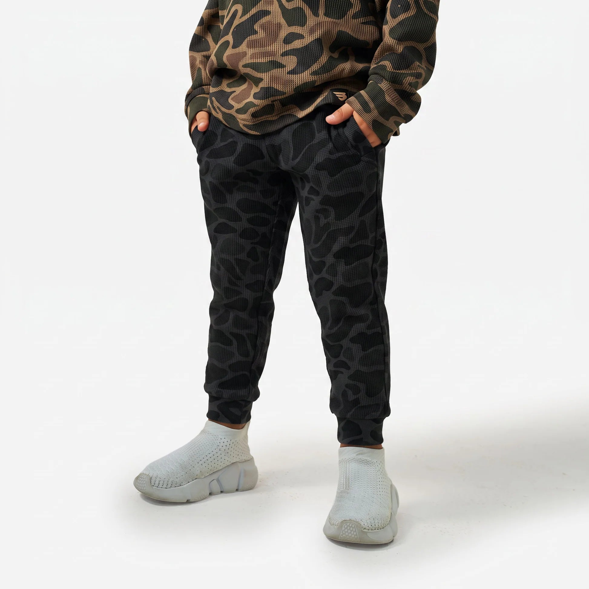 Youth Thermal Jogger Black Camo, Burlebo - worn on model