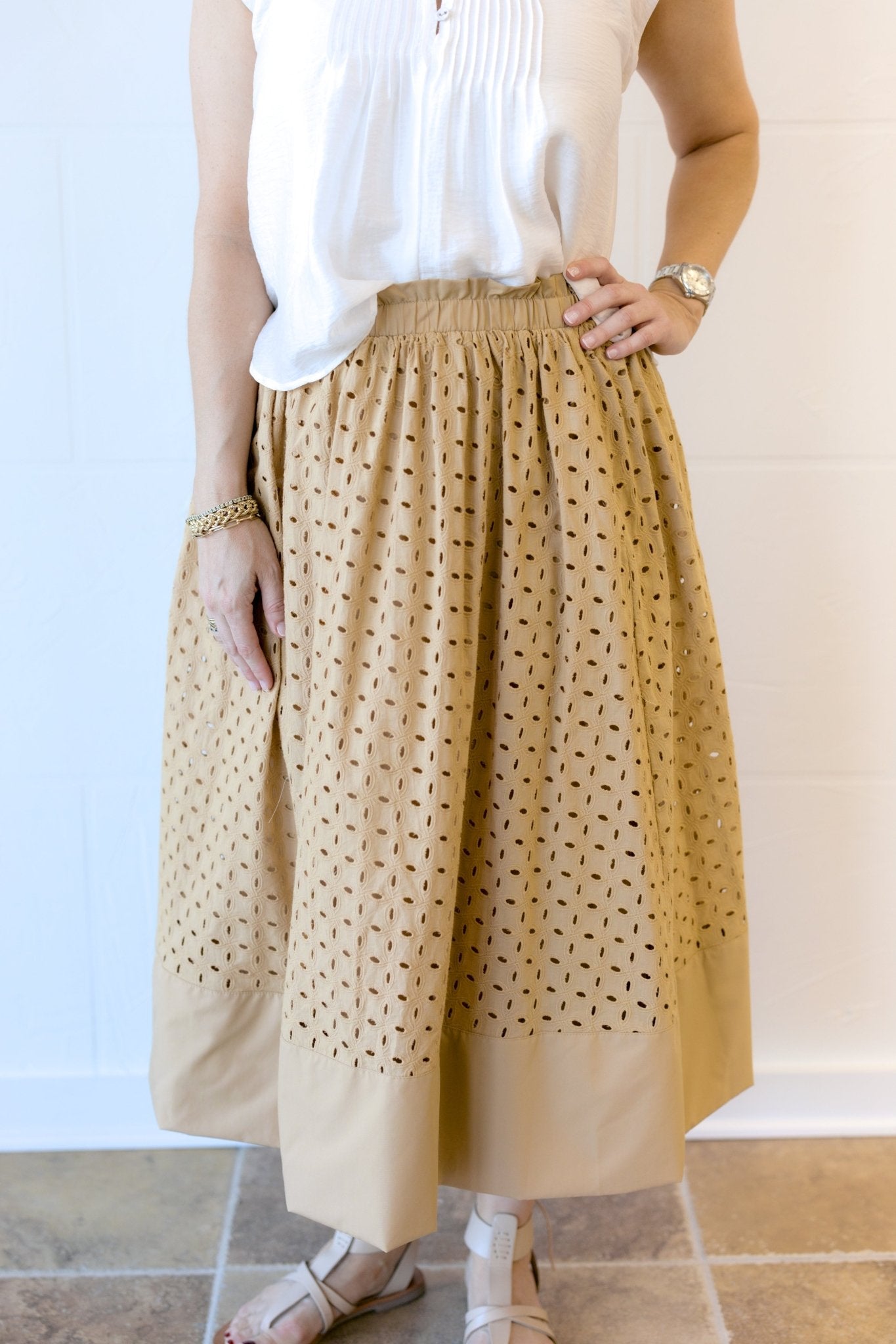 Butterscotch Eyelet Skirt - Chatsworth Boutique
