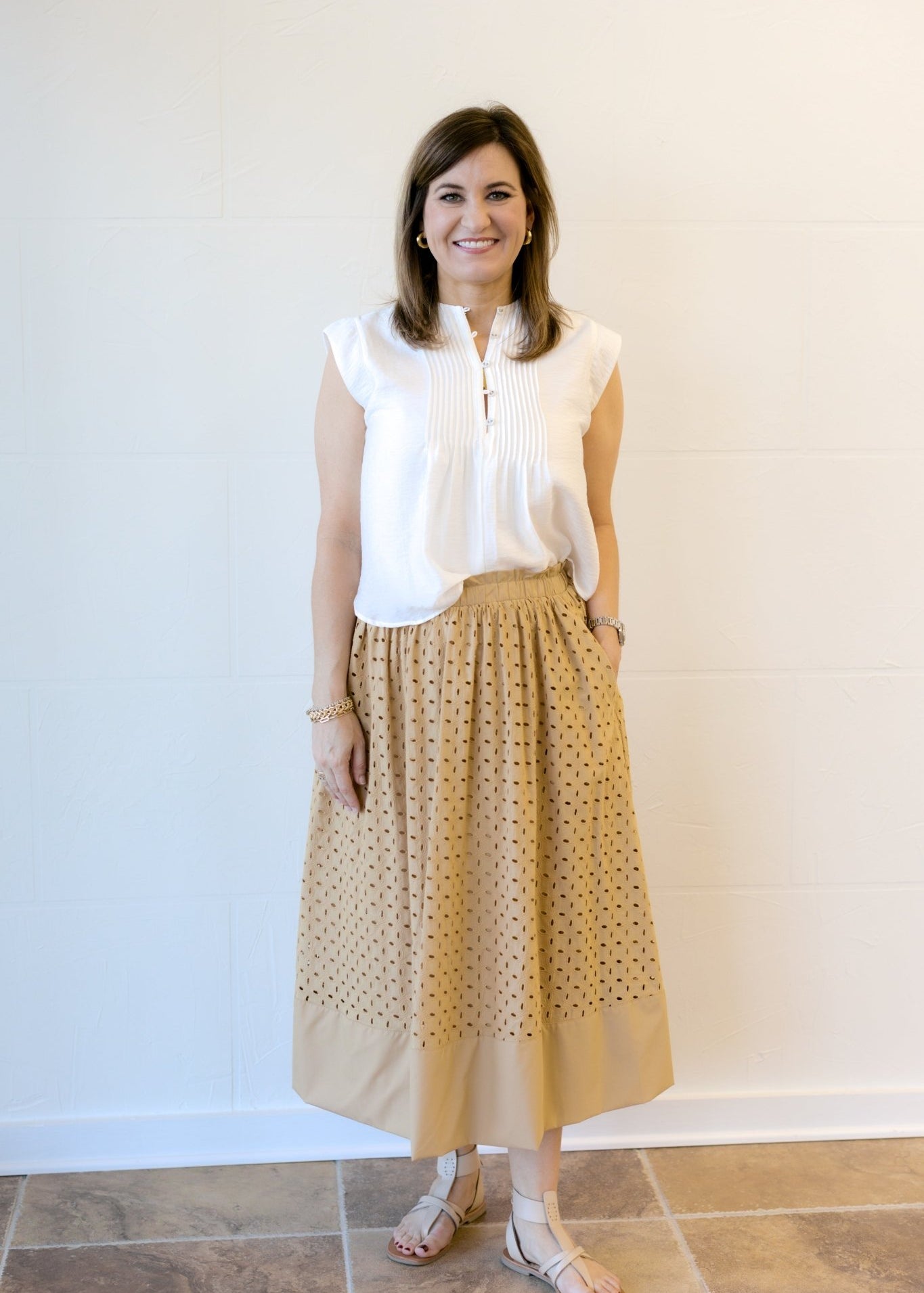 Butterscotch Eyelet Skirt - Chatsworth Boutique