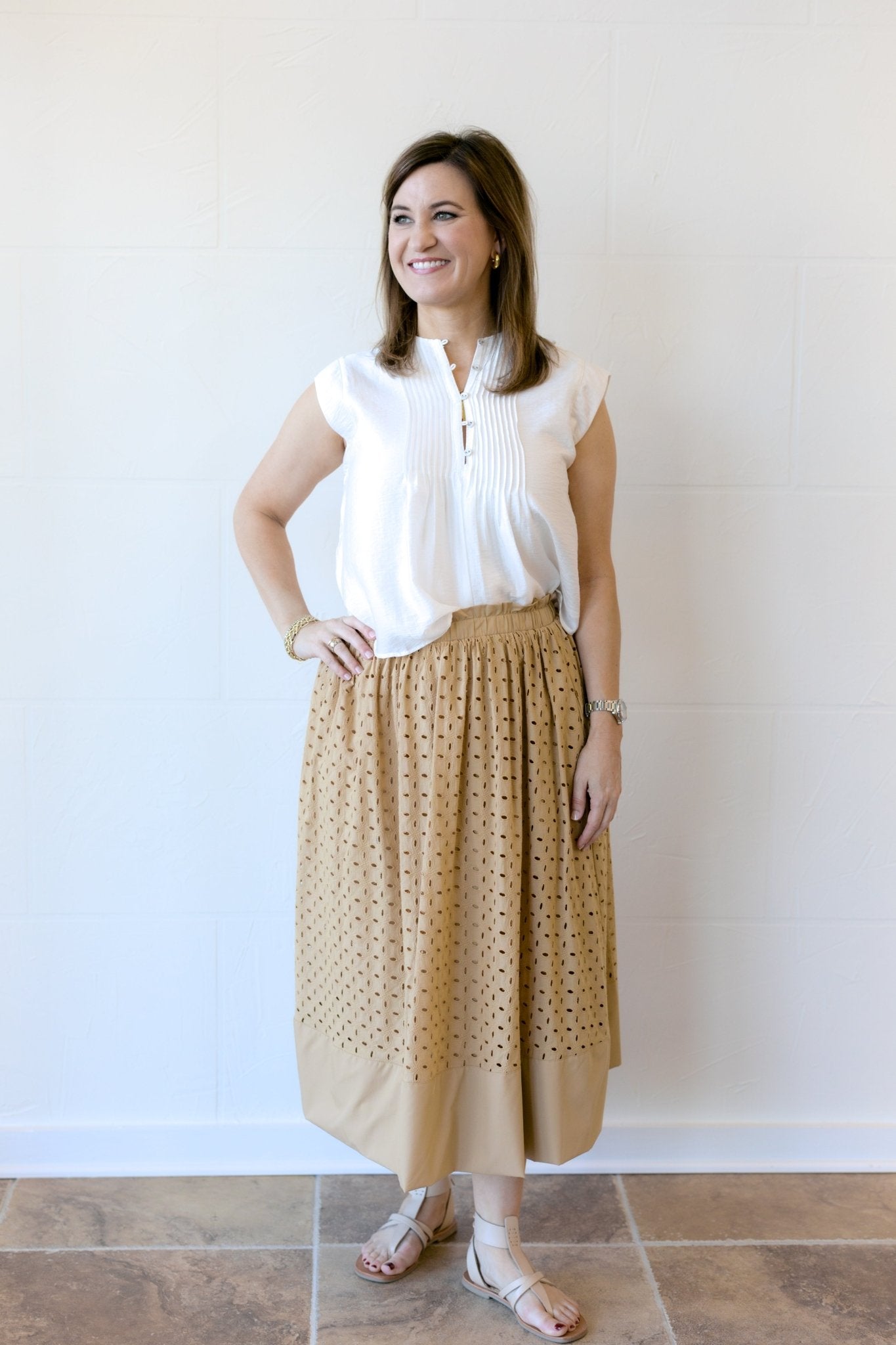 Butterscotch Eyelet Skirt - Chatsworth Boutique