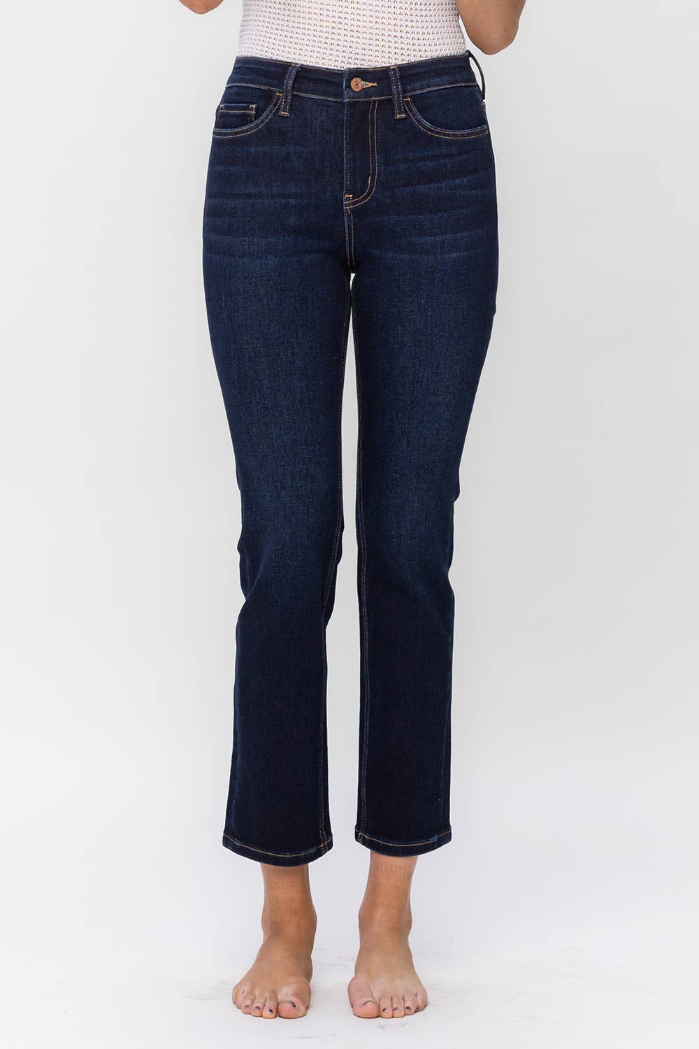 high rise ankle length slim jeans