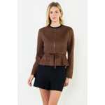 Chocolate Suede Short Jacket, Styled - THML