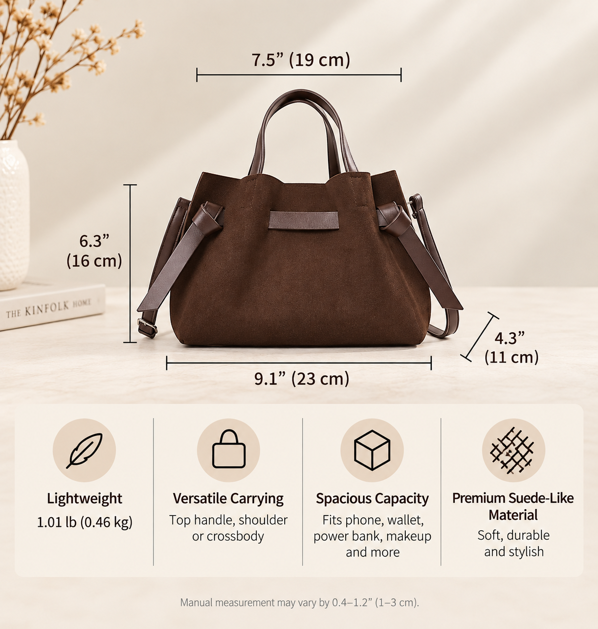Suede Mini Trapeze Bag with Crossbody Strap, view 9