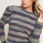 Charcoal Stripe Puff Sweater - Chatsworth Boutique