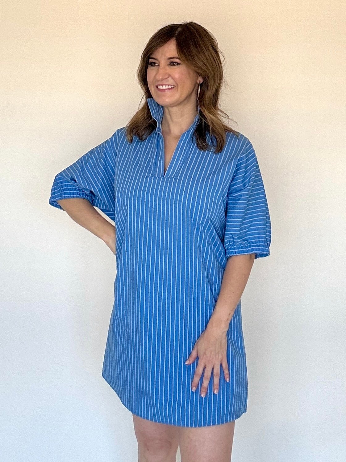 Charlotte Dress Blue Stripe - Chatsworth Boutique
