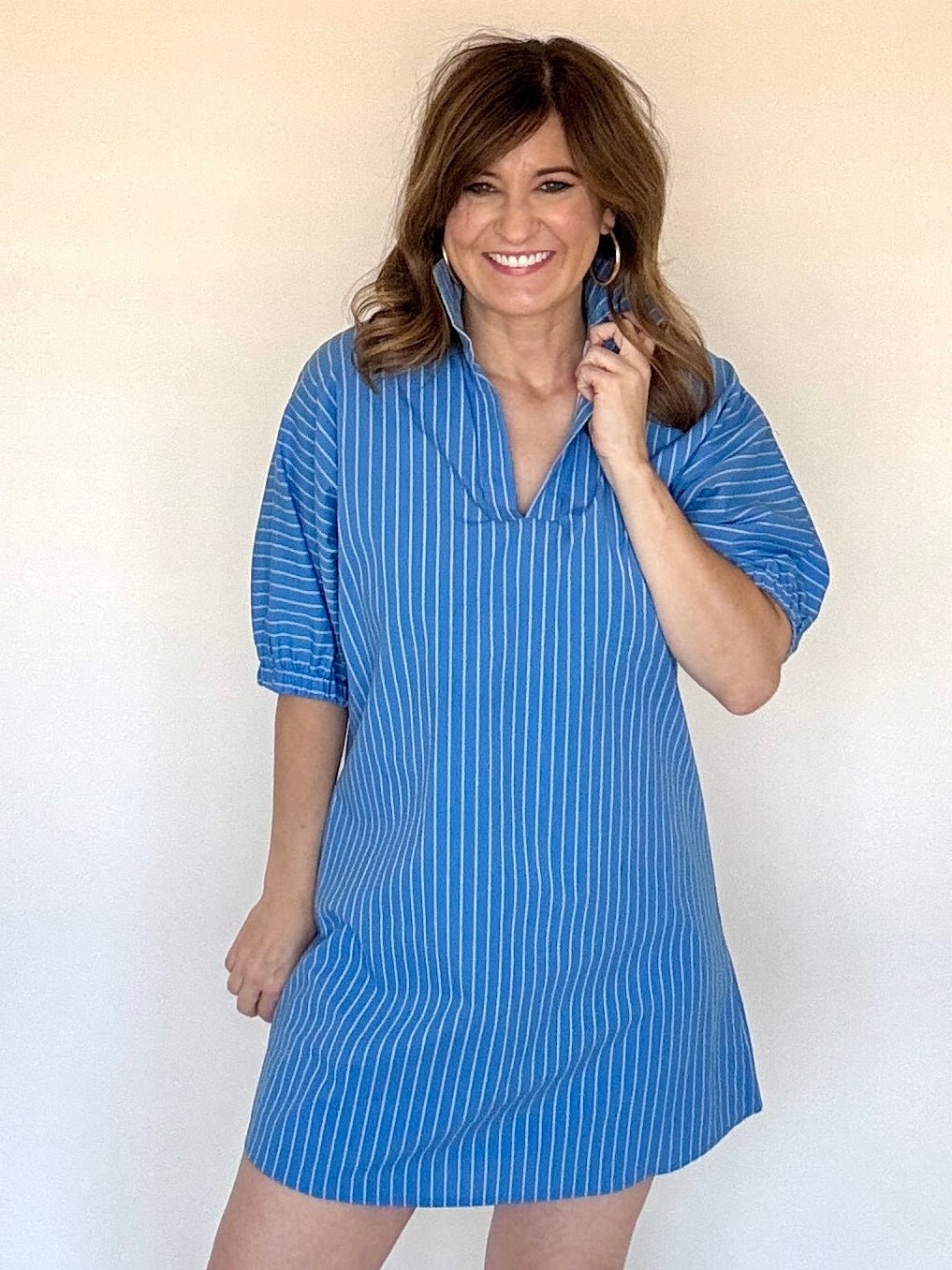 Charlotte Dress Blue Stripe - Chatsworth Boutique