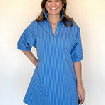 Charlotte Dress Blue Stripe - Chatsworth Boutique