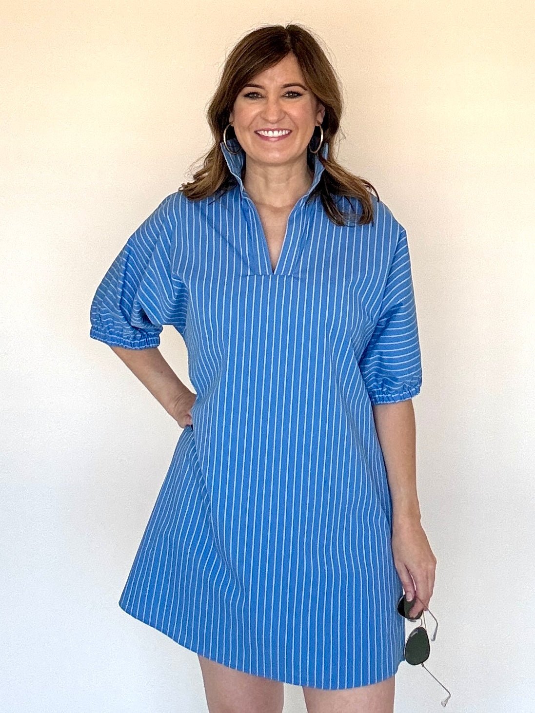 Charlotte Dress Blue Stripe - Chatsworth Boutique