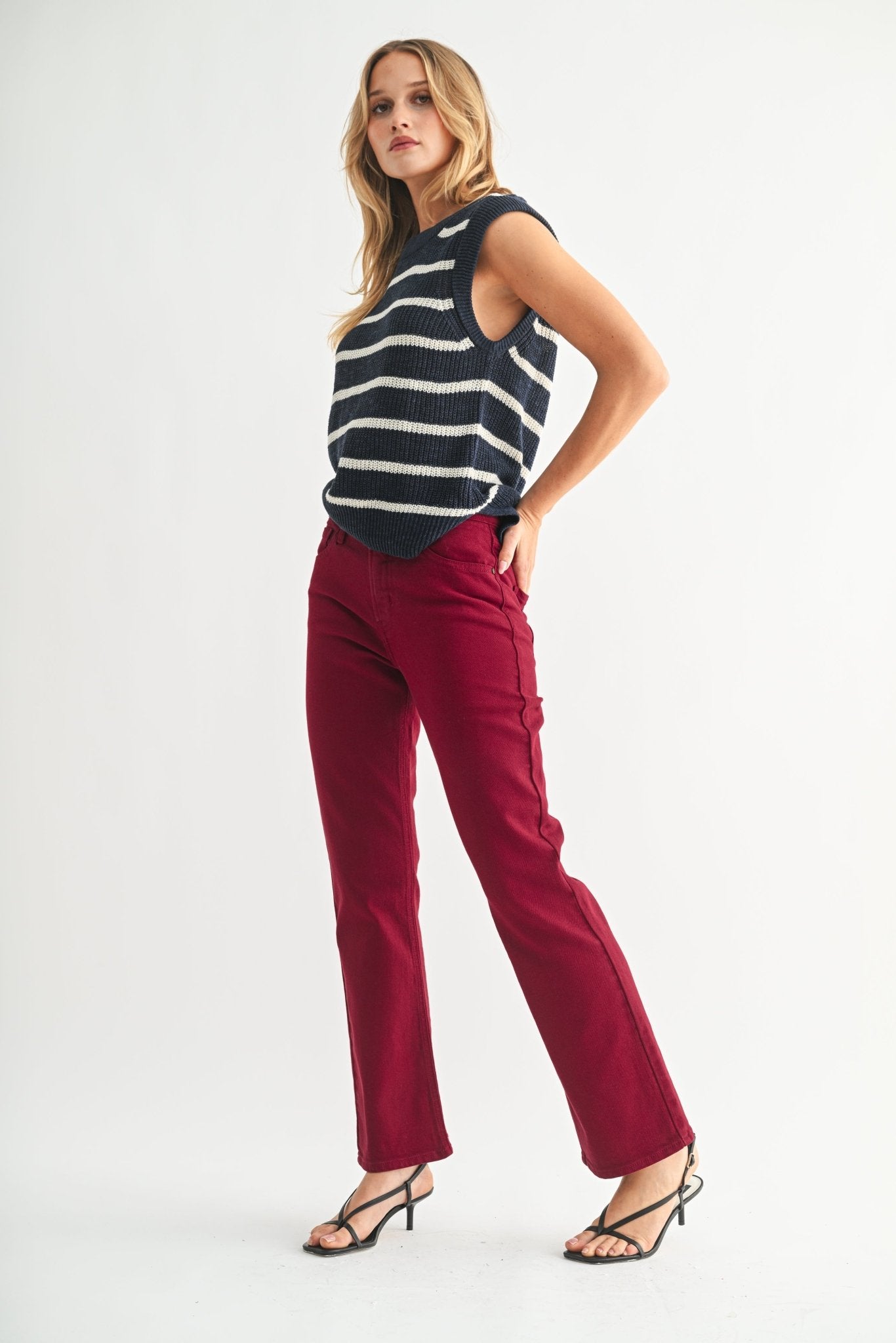 Cherry Red Cropped Bootcut - Chatsworth Boutique