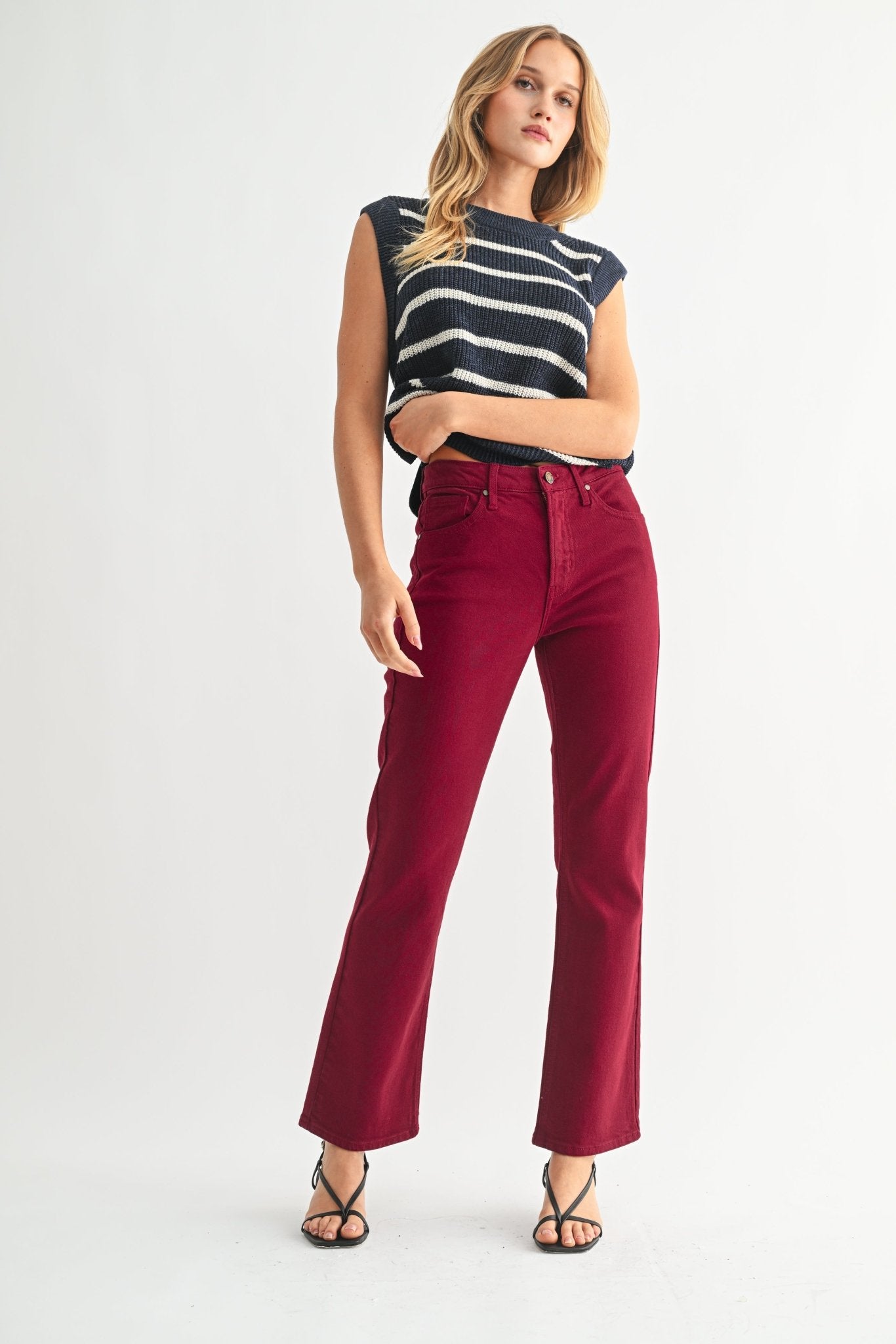 Cherry Red Cropped Bootcut - Chatsworth Boutique