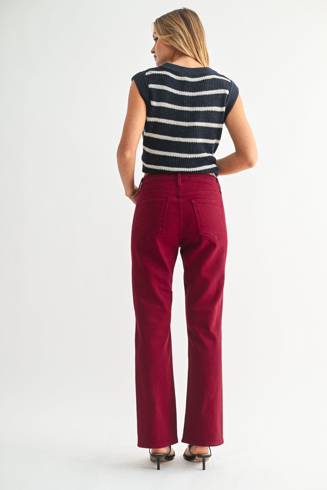 Cherry Red Cropped Bootcut - Chatsworth Boutique