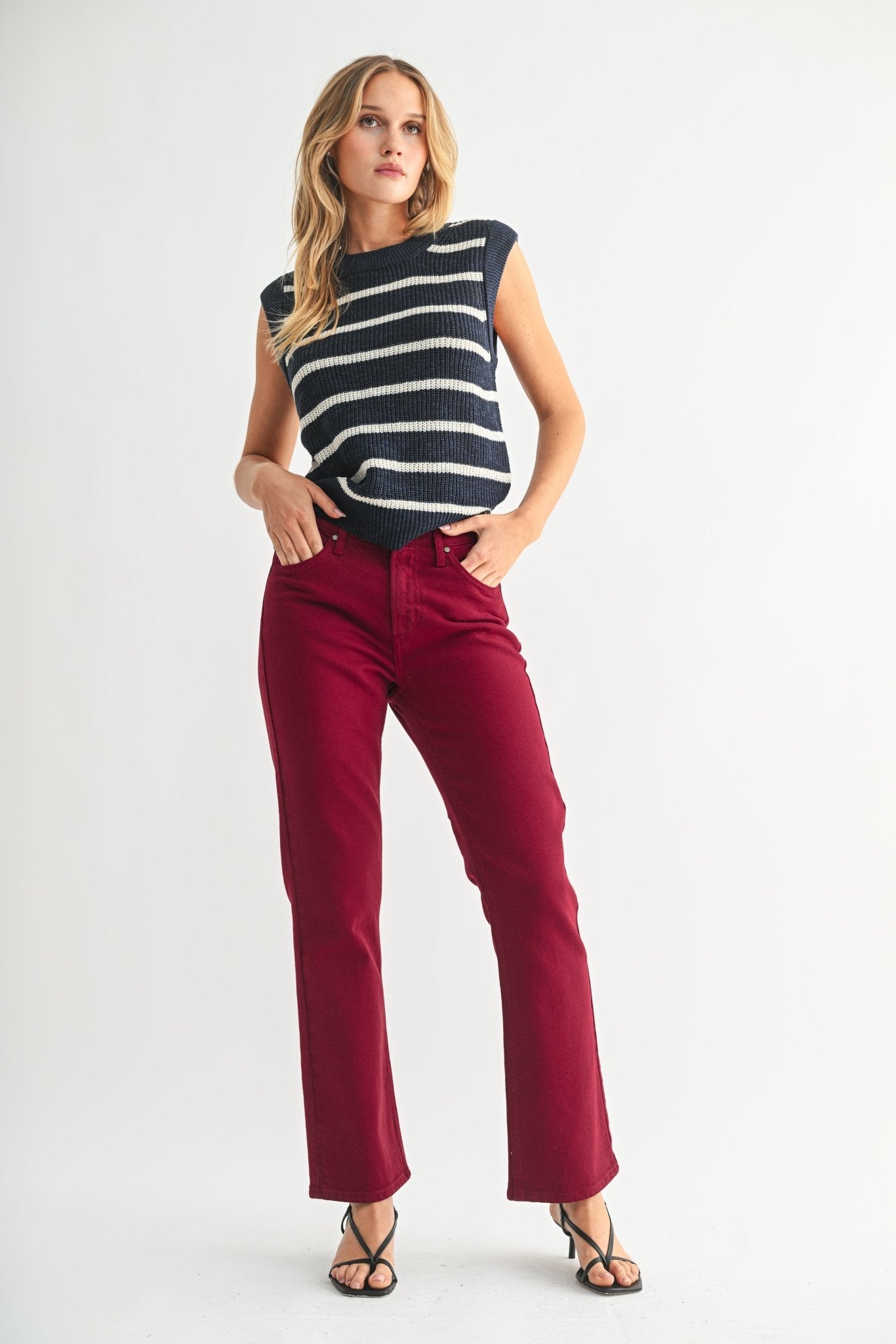 Cherry Red Cropped Bootcut - Chatsworth Boutique