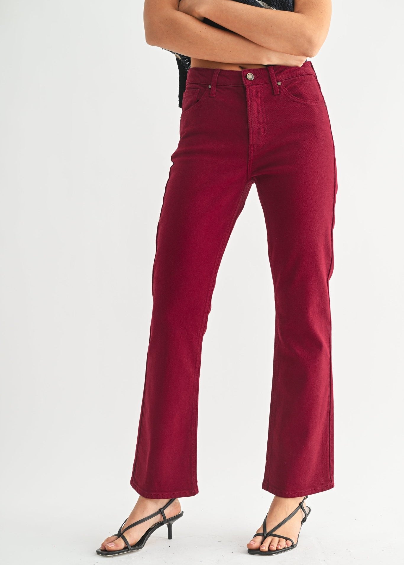 Cherry Red Cropped Bootcut - Chatsworth Boutique