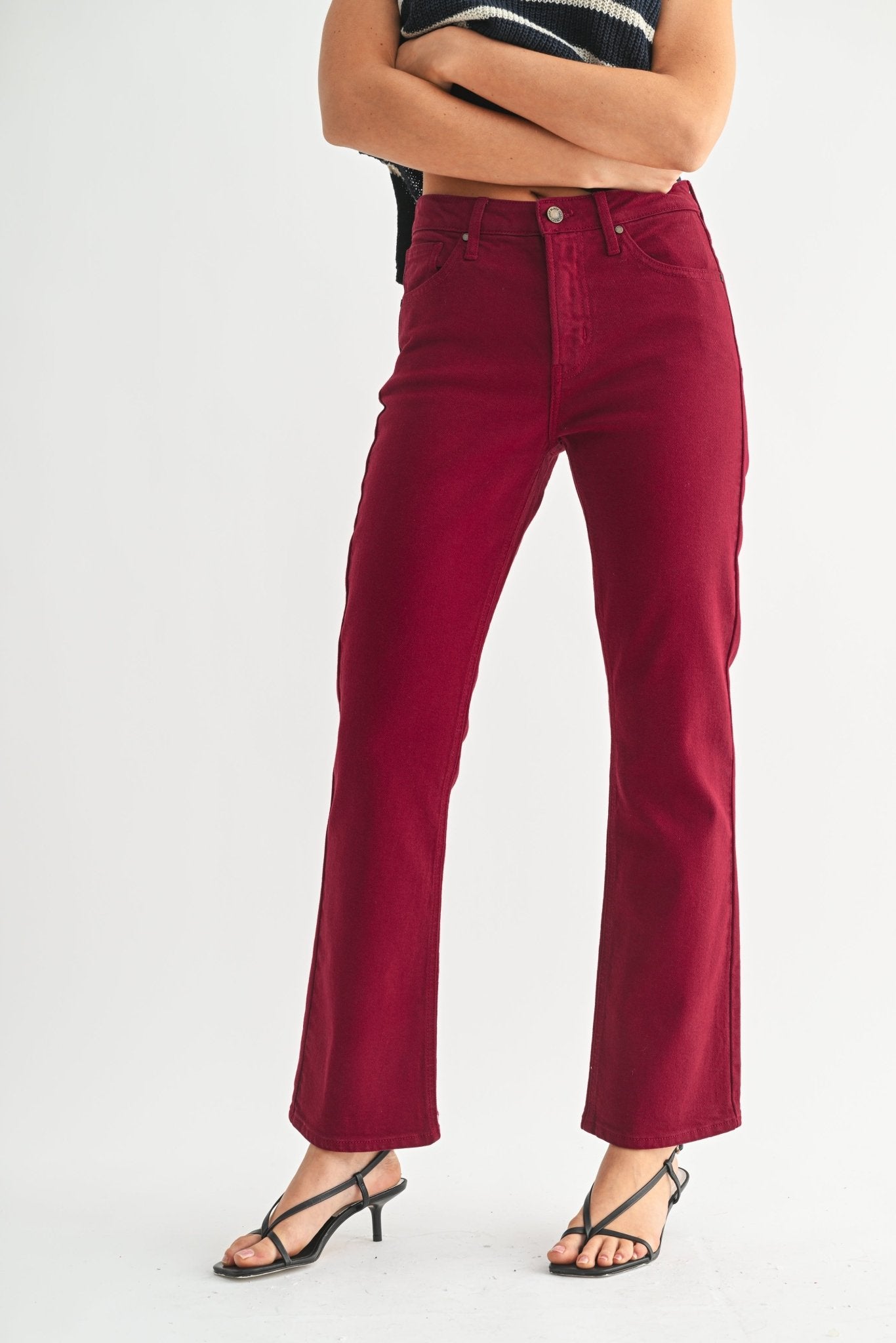 Cherry Red Cropped Bootcut - Chatsworth Boutique