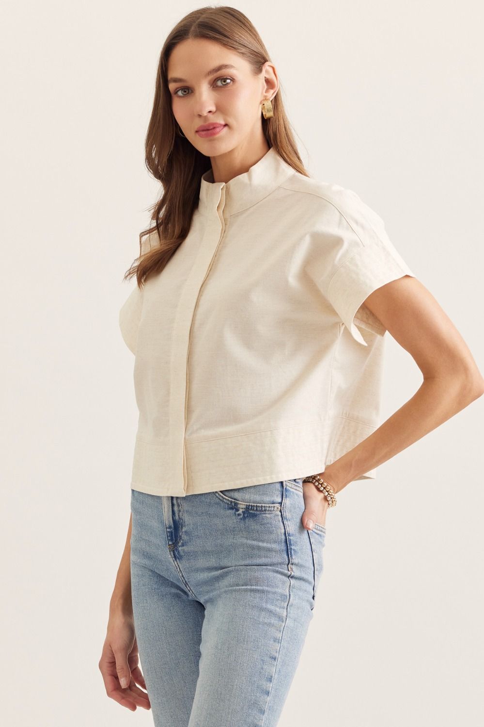 Classic Mock Neck Blouse - Chatsworth Boutique