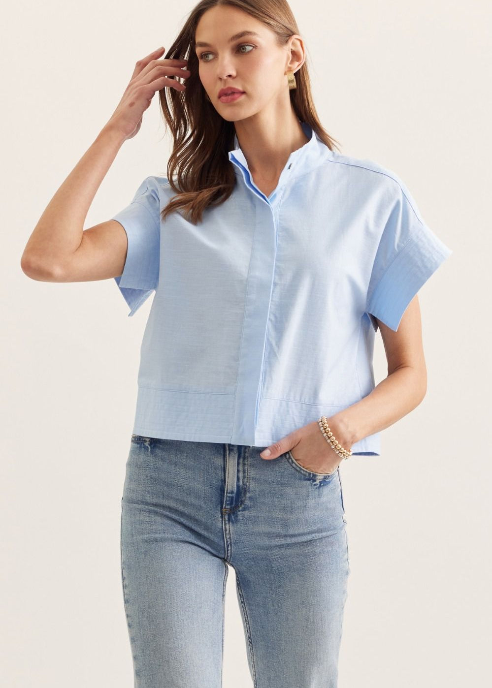 Classic Mock Neck Blouse - Chatsworth Boutique