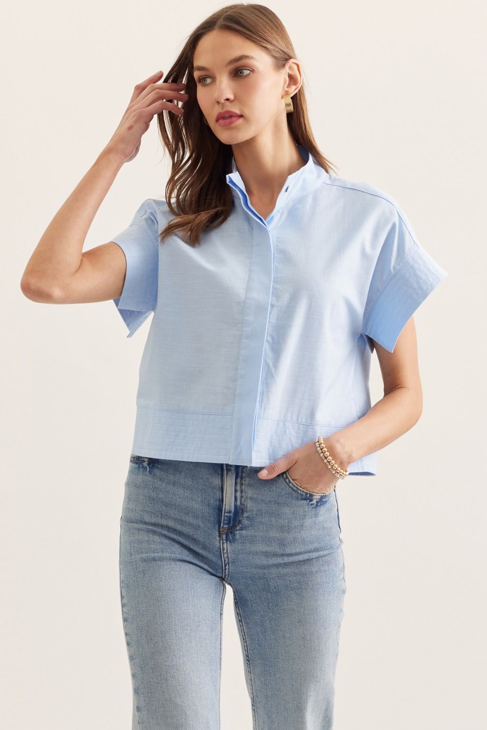Classic Mock Neck Blouse - Chatsworth Boutique