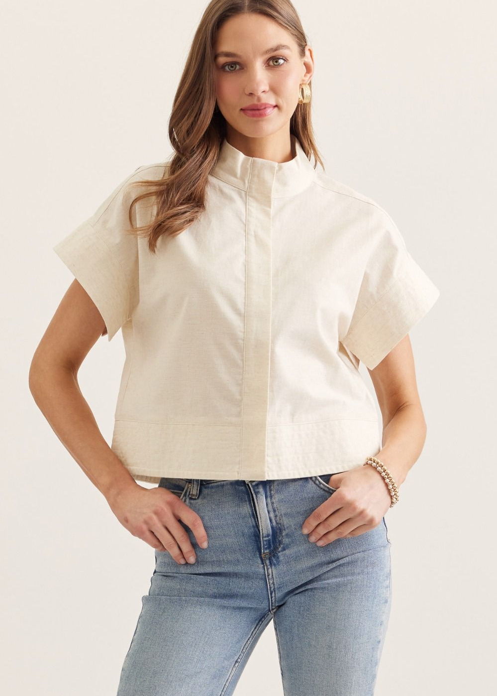 Classic Mock Neck Blouse - Chatsworth Boutique