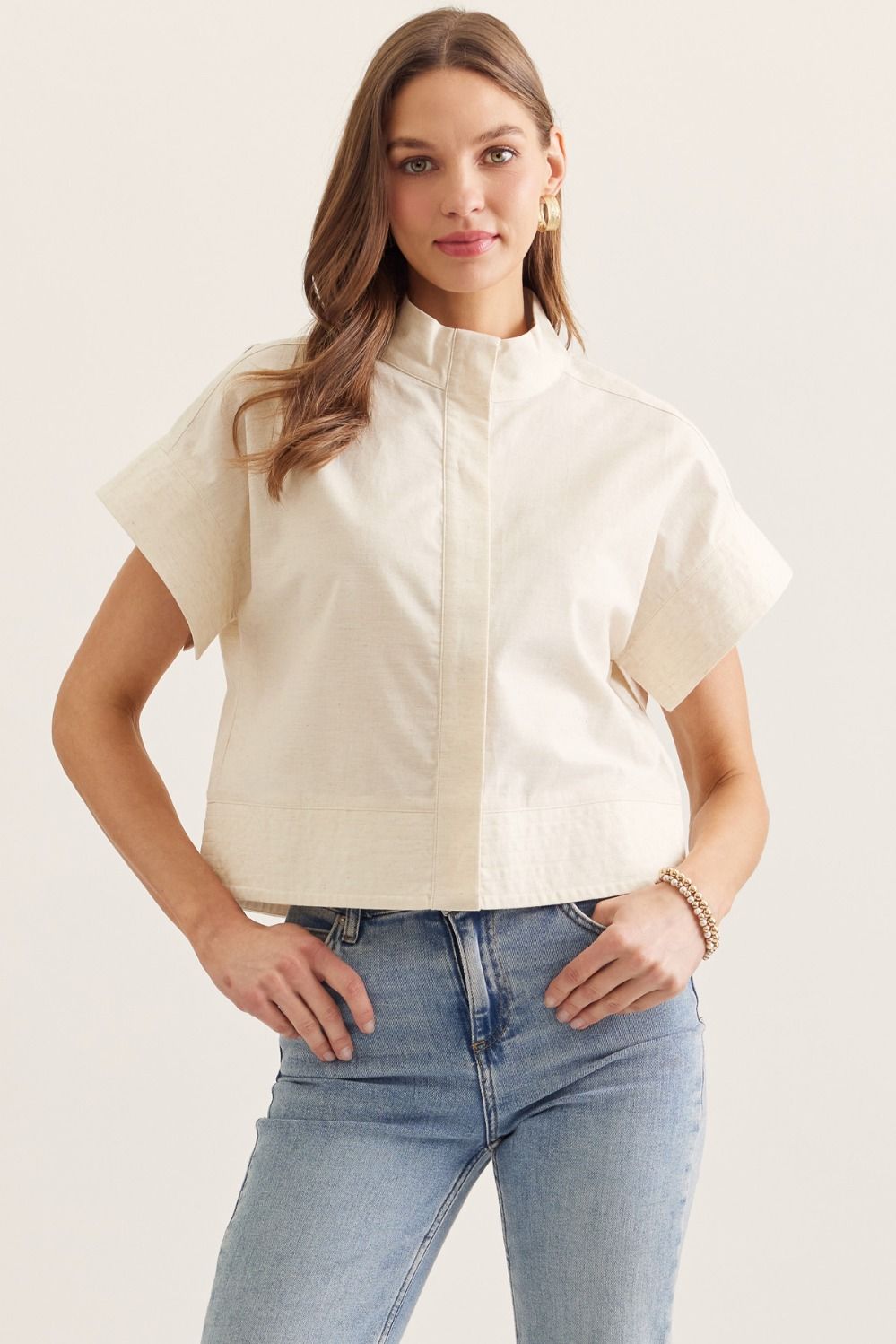 Classic Mock Neck Blouse - Chatsworth Boutique