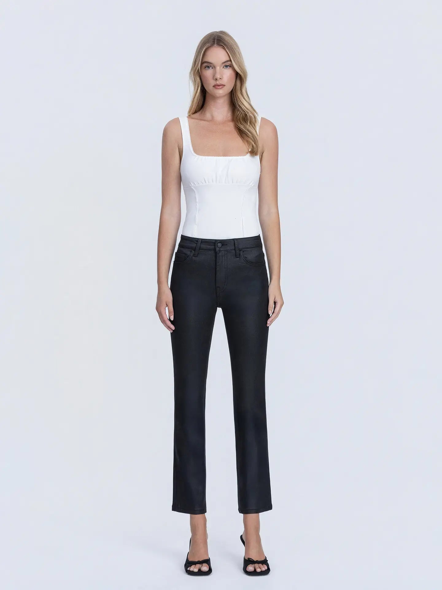 Coated Black High Rise Slim Straight - Chatsworth Boutique
