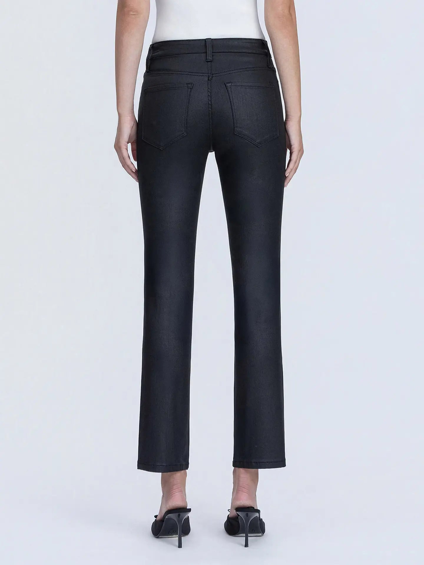Coated Black High Rise Slim Straight - Chatsworth Boutique