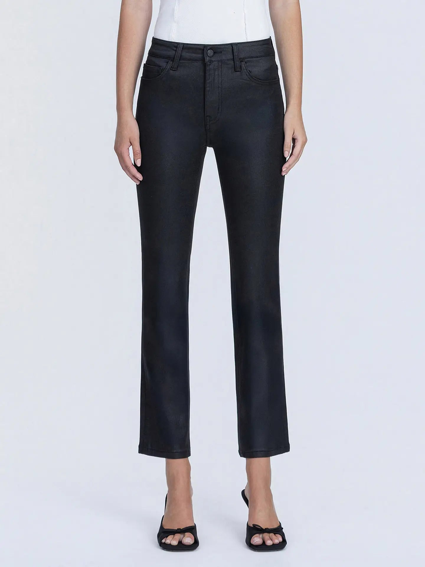 Coated Black High Rise Slim Straight - Chatsworth Boutique