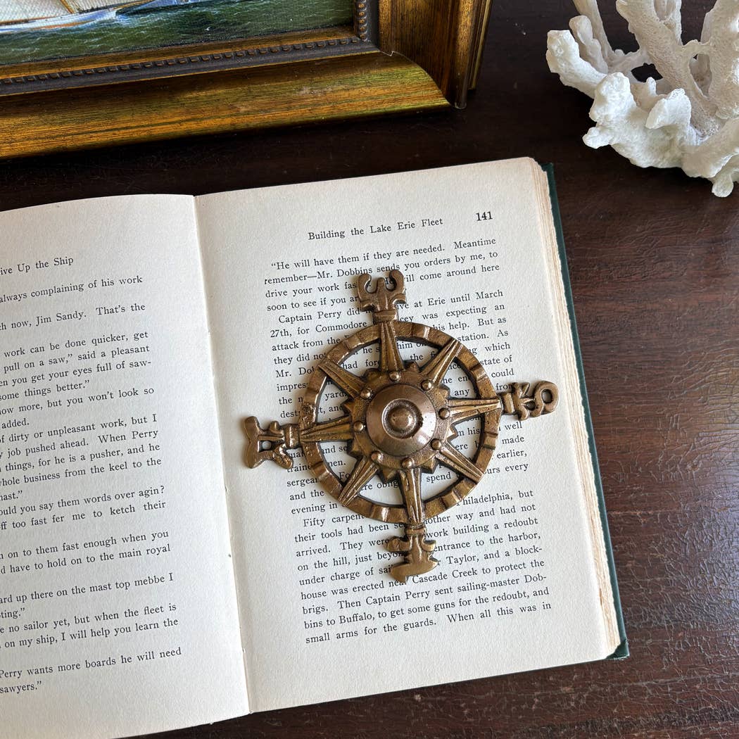 Compass Antiqued Brass Paperweight - Chatsworth Boutique