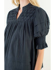 Crinkle Detail Top Navy - Chatsworth Boutique