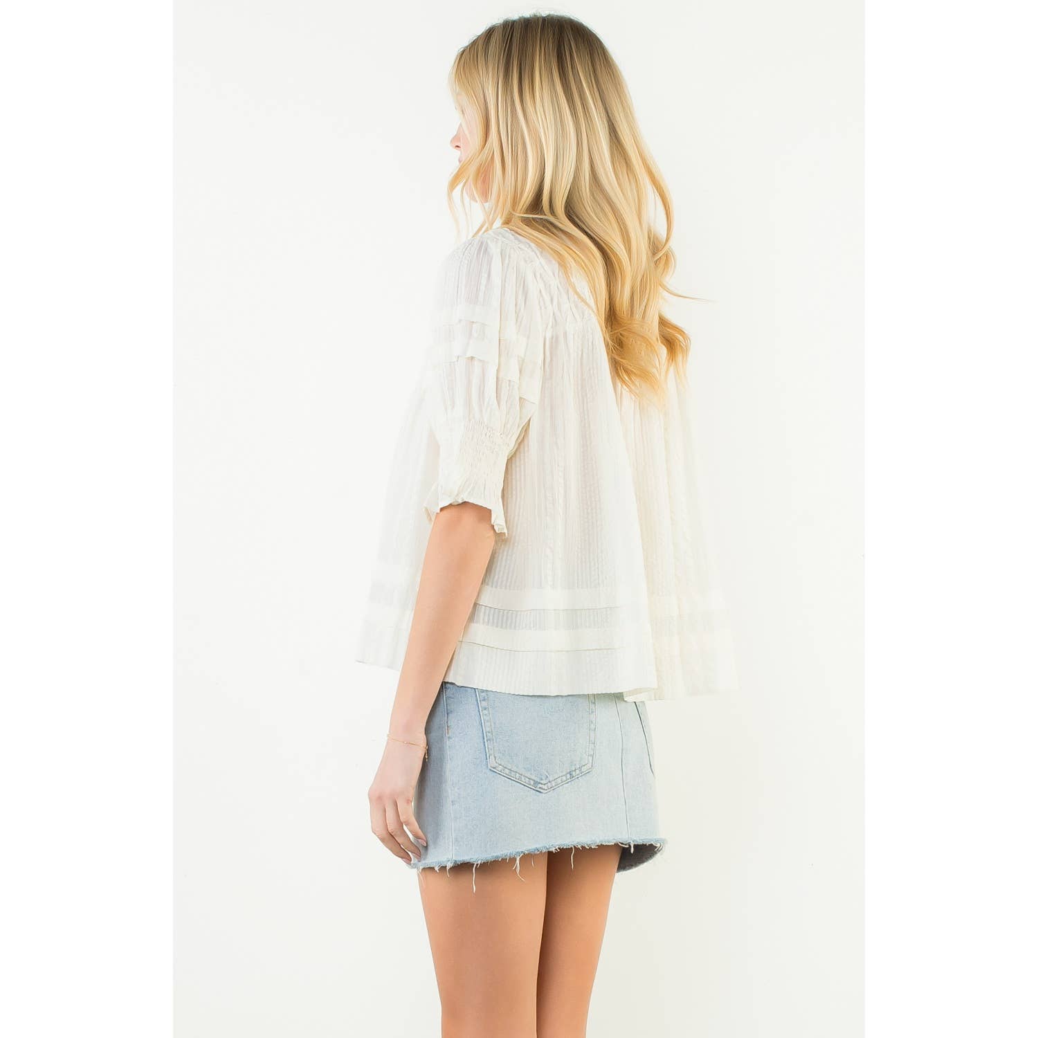 Crinkle Detail Top White - Chatsworth Boutique