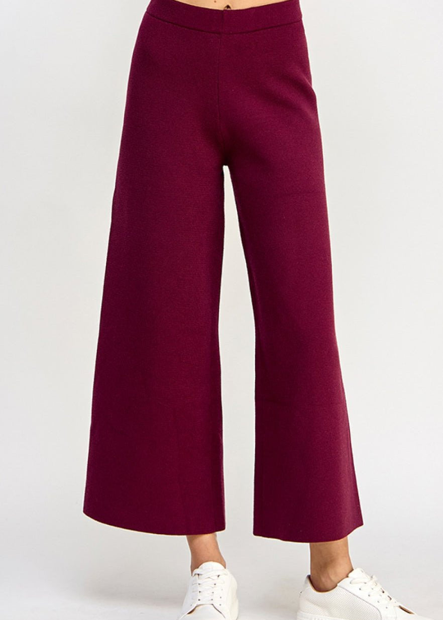 Cropped Wide Sweater Pants - Chatsworth Boutique