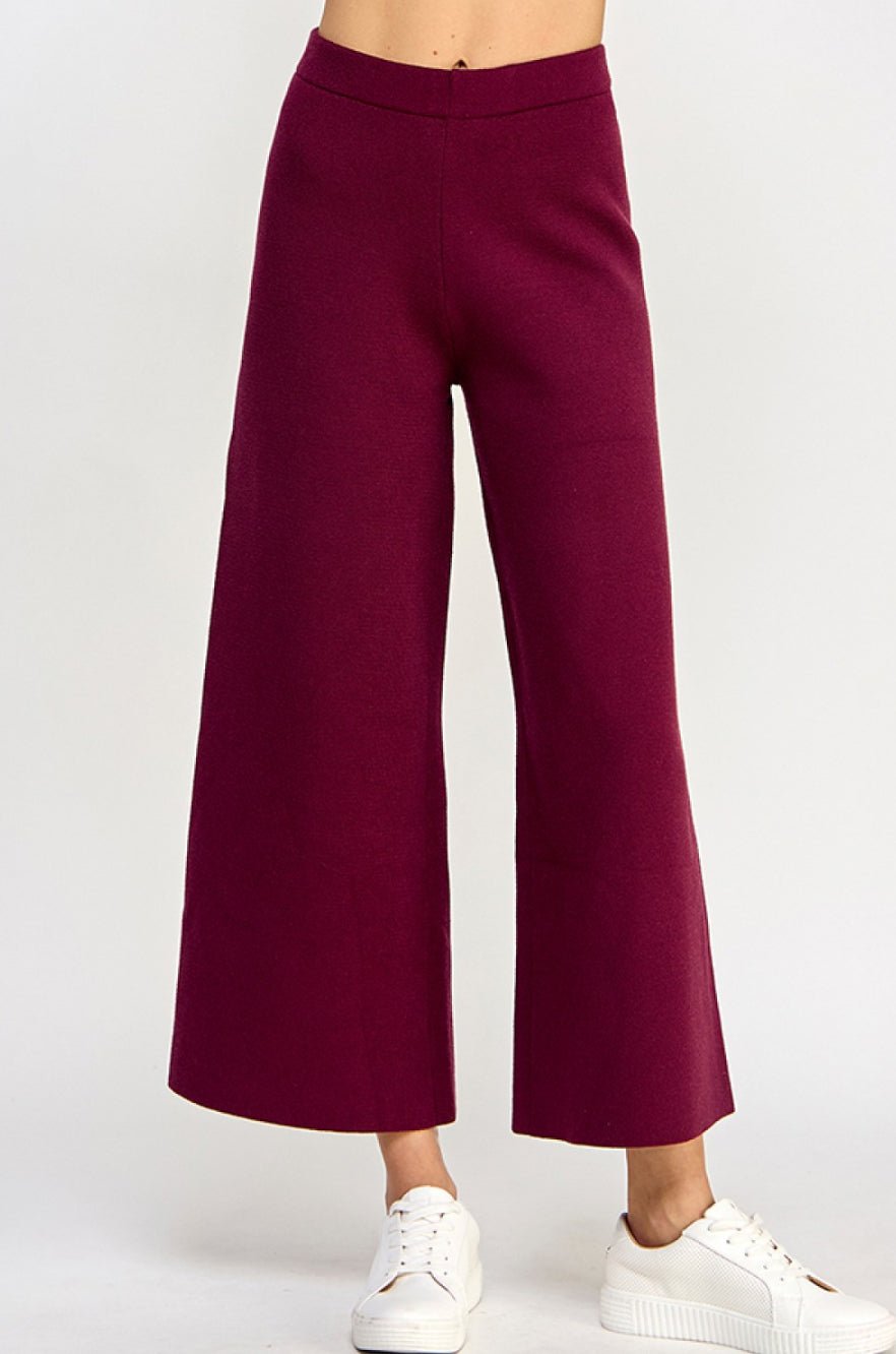 Cropped Wide Sweater Pants - Chatsworth Boutique