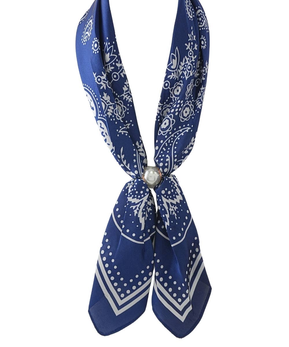 Navy Accented Pearl Paisley Scarf - The Katie Kollective