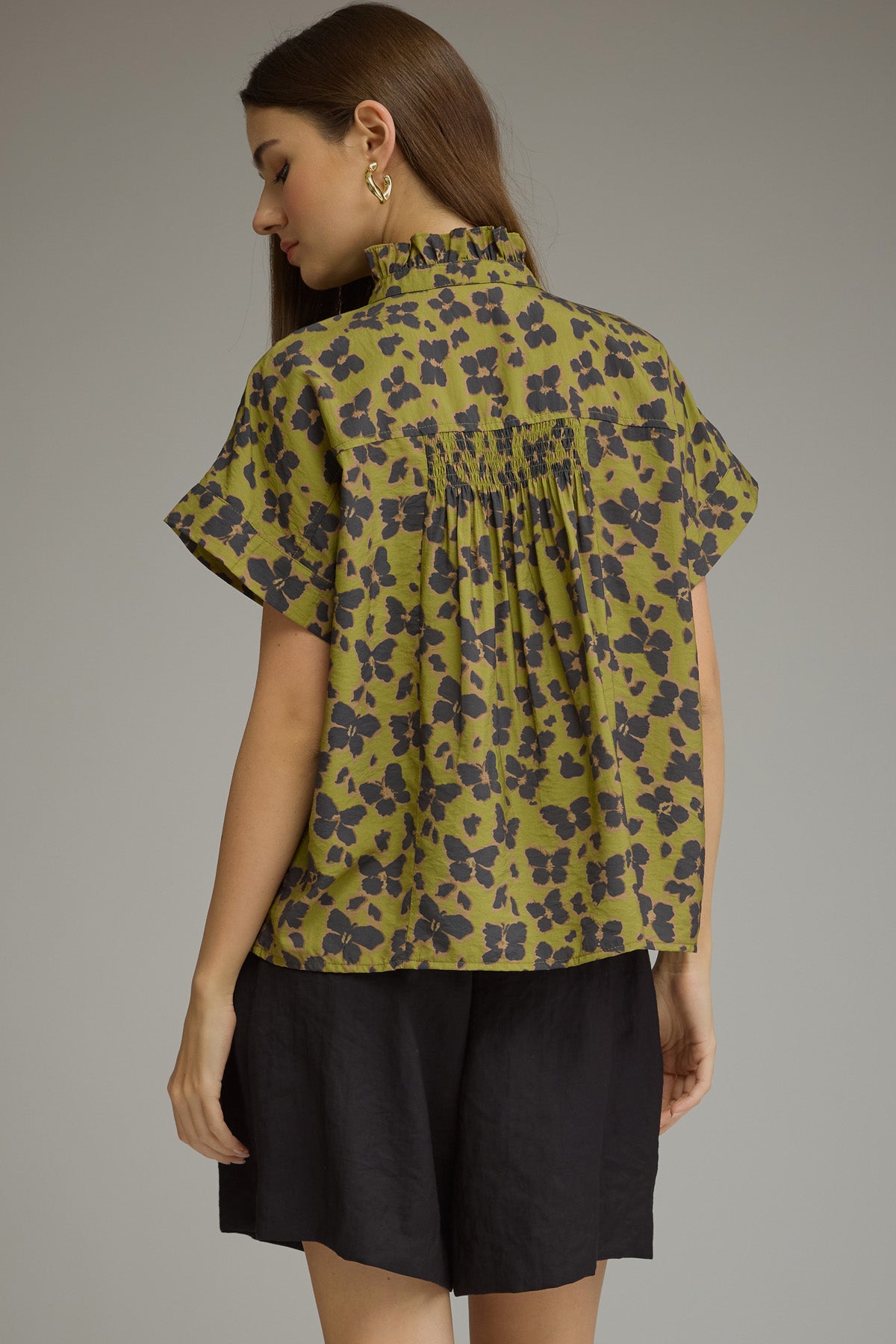 Cheetah Print Blouse Olive - Chatsworth Boutique
