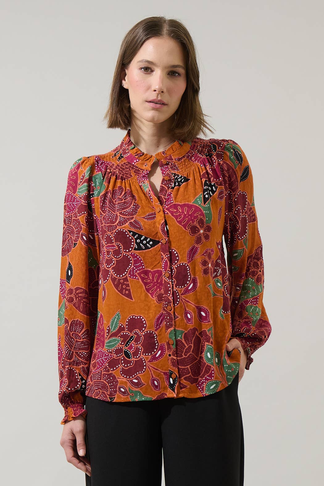 Marven Floral Button Up Top
