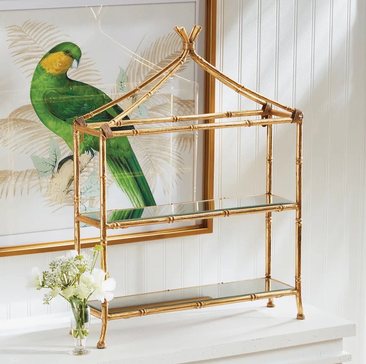Daphne Tier Curio Shelf Gold - Chatsworth Boutique