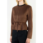 Chocolate Suede Short Jacket, Back View - THML