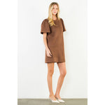 Chocolate Suede Short Sleeve Dress, Styled - THML