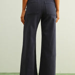Straight Wide Leg Denim, Navy, Detail - Miou Muse
