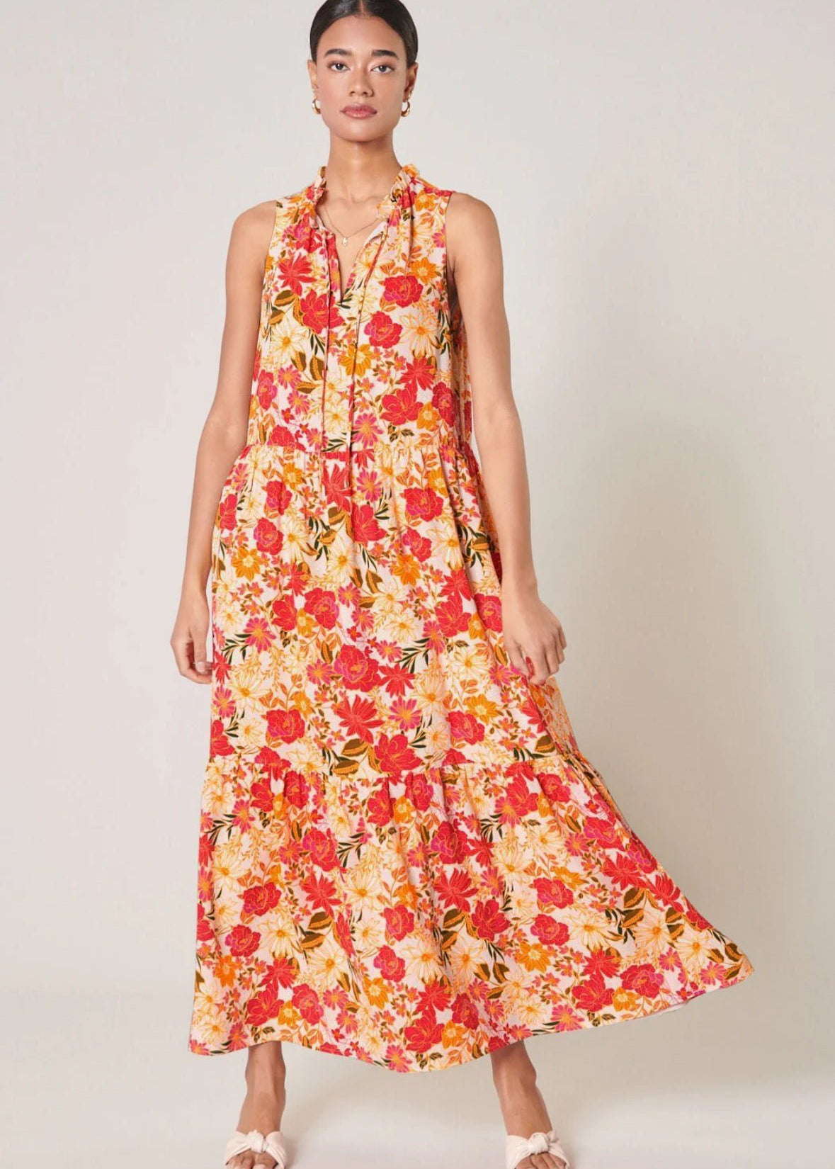 Didion Floral Split Neck Tiered Maxi Dress - Chatsworth Boutique